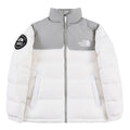 The North Face White and Light Gray Colorblock Stand-Collar Puffer Jacket