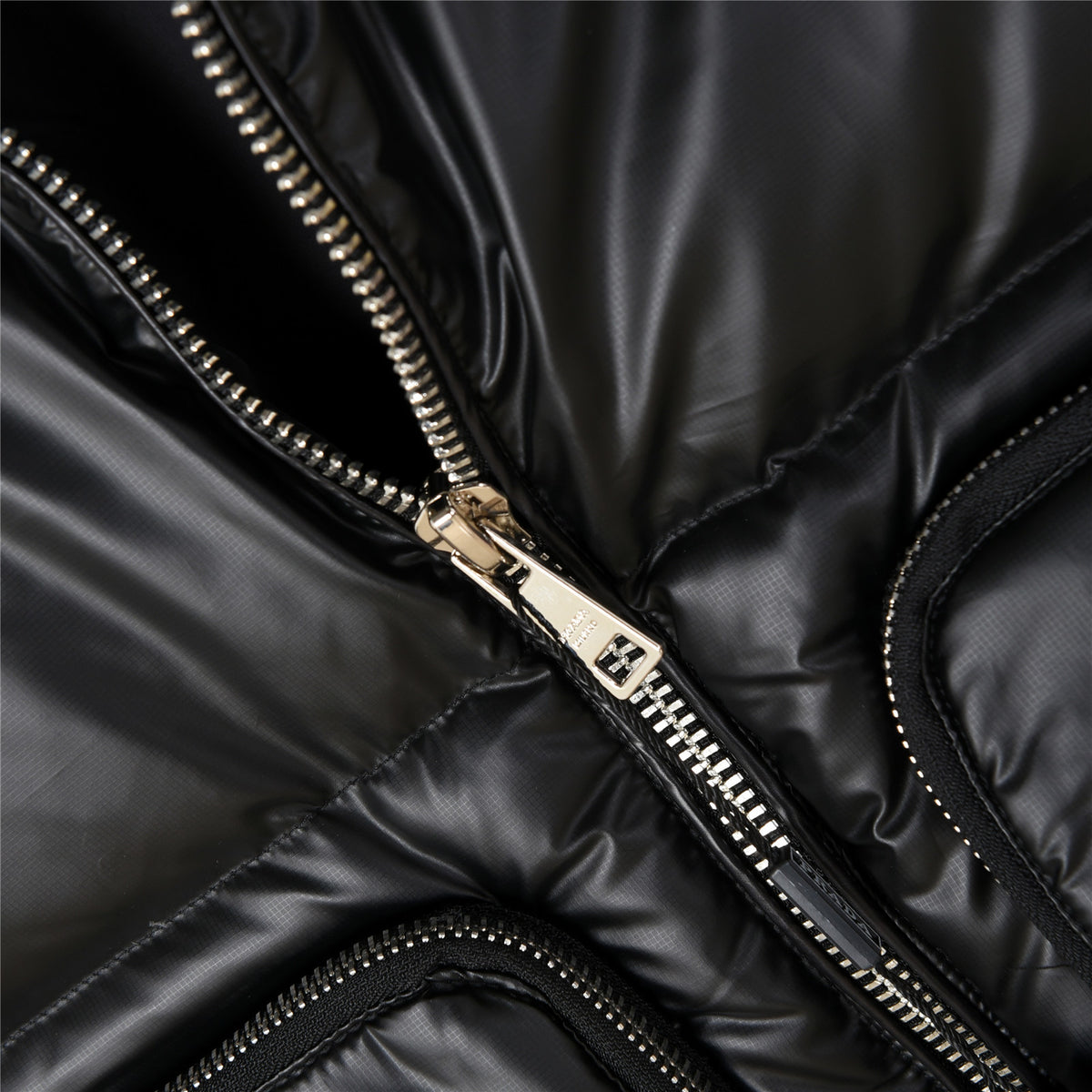Prada Black Glossy Quilted Puffer Vest with Zip Pockets