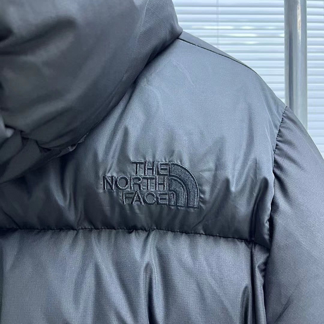 The North Face Black Hooded Quilted Puffer Jacket with Tonal Logos