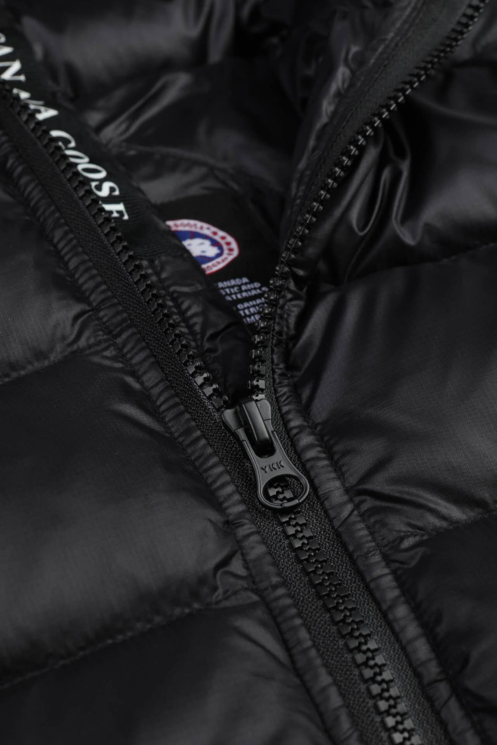 Canada Goose Black Hooded Quilted Puffer Jacket with Contrast Stripe Details