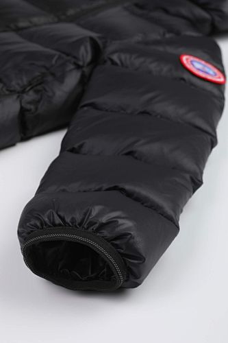 Canada Goose Black Hooded Quilted Puffer Jacket with Contrast Stripe Details