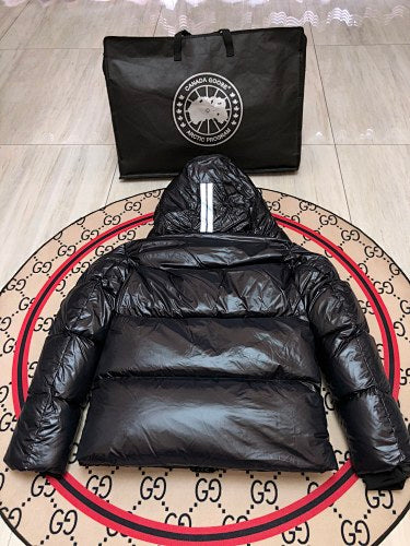 Canada Goose Black Glossy Hooded Quilted Puffer Jacket