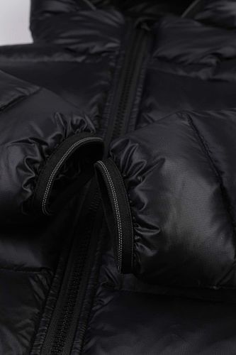 Canada Goose Black Hooded Quilted Puffer Jacket with Contrast Stripe Details