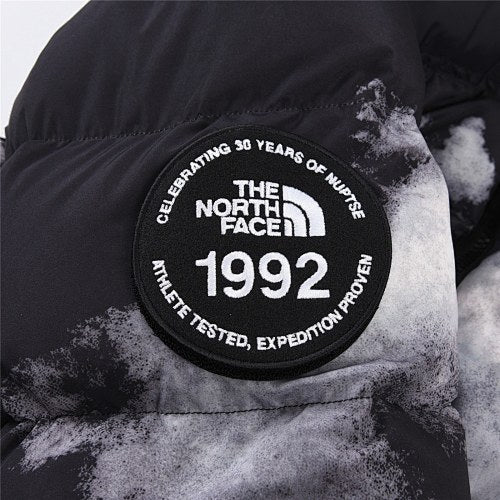 The North Face Black and White Cloud Print Stand-Collar Puffer Jacket