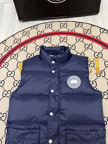 Canada Goose Navy Blue Quilted Puffer Vest with Printed Lining