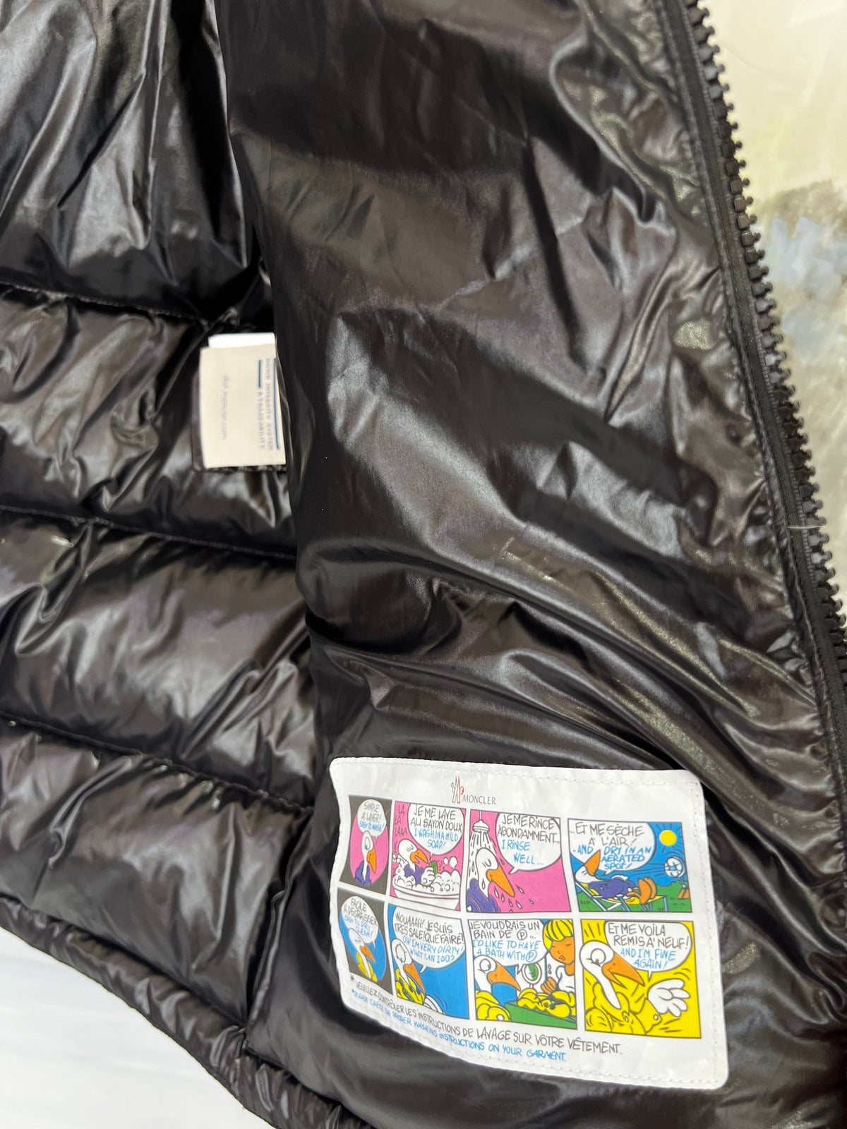 Moncler Black Glossy Hooded Puffer Jacket with Sleeve Pocket