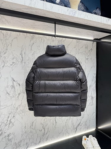 Moncler Black Stand-Collar Quilted Puffer Jacket with Blue Lining