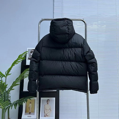 The North Face Black Hooded Quilted Puffer Jacket with Tonal Logos
