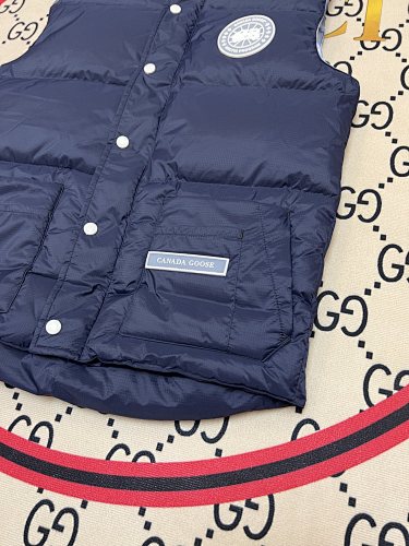Canada Goose Navy Blue Quilted Puffer Vest with Printed Lining
