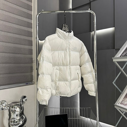 The North Face White Stand-Collar Puffer Jacket with Tonal Logos