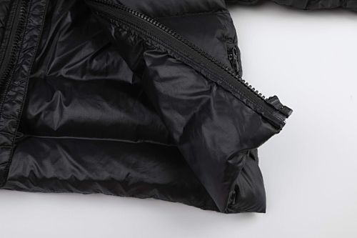 Canada Goose Black Hooded Quilted Puffer Jacket with Contrast Stripe Details