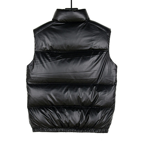Prada Black Glossy Quilted Puffer Vest with Zip Pockets
