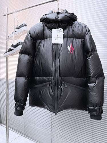 Moncler Black Hooded Puffer Jacket with Contrast Back Logo