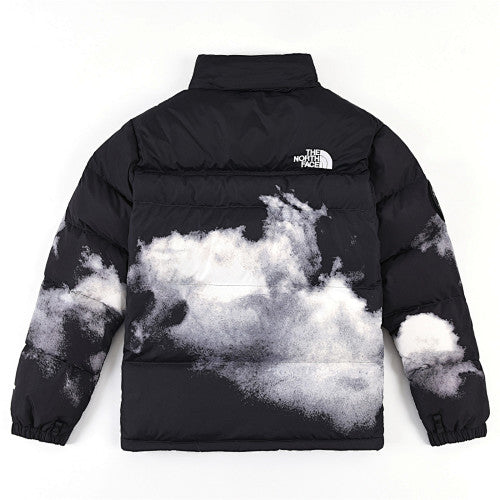 The North Face Black and White Cloud Print Stand-Collar Puffer Jacket