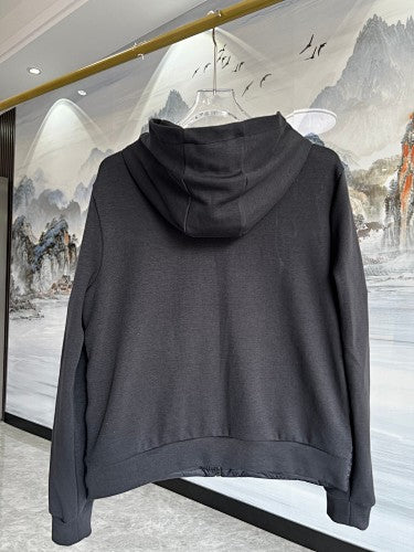 Moncler Black and White Hooded Quilted-Front Zip Jacket
