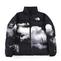 The North Face Black and White Cloud Print Stand-Collar Puffer Jacket