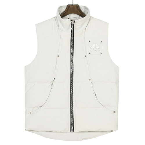 Moose Knuckles White Quilted Vest with Silver-Tone Studs