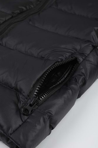 Canada Goose Black Hooded Quilted Puffer Jacket with Contrast Stripe Details