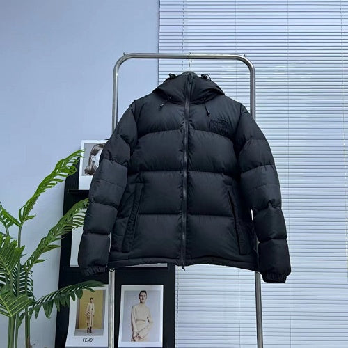 The North Face Black Hooded Quilted Puffer Jacket with Tonal Logos