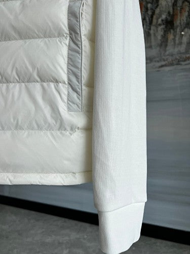 Moncler White and Black Hooded Quilted-Front Zip Jacket