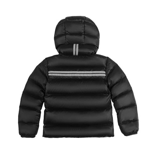 Canada Goose Black Hooded Quilted Puffer Jacket with Contrast Stripe Details