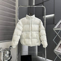 The North Face White Stand-Collar Puffer Jacket with Tonal Logos