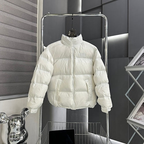 The North Face White Stand-Collar Puffer Jacket with Tonal Logos