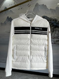 Moncler White and Black Hooded Quilted-Front Zip Jacket