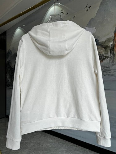 Moncler White and Black Hooded Quilted-Front Zip Jacket
