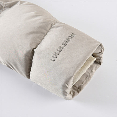 Lululemon Taupe Beige Hooded Quilted Puffer Jacket with Tonal Logo