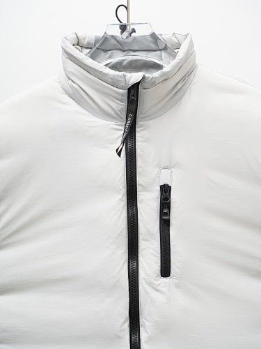 Canada Goose White Stand-Collar Puffer Jacket with Black Zip Details