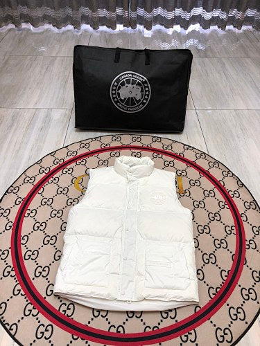 Canada Goose White Quilted Puffer Vest with Printed Lining