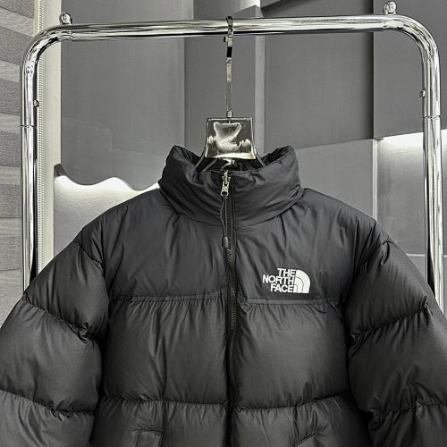 The North Face Black Stand-Collar Puffer Jacket with White Logos