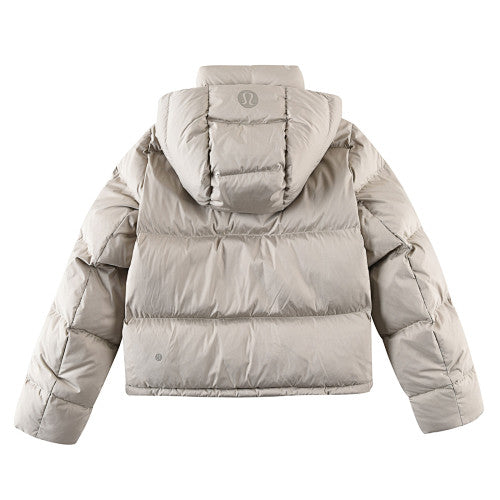 Lululemon Taupe Beige Hooded Quilted Puffer Jacket with Tonal Logo