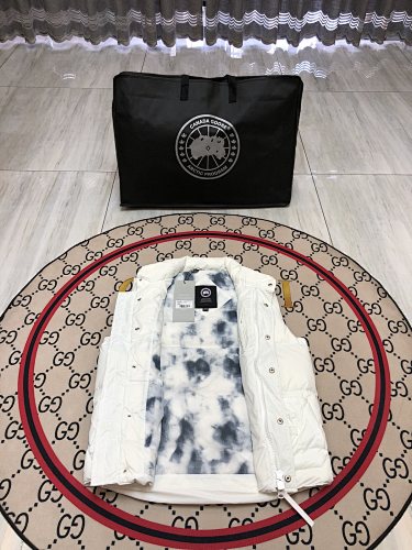 Canada Goose White Quilted Puffer Vest with Printed Lining