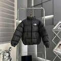 The North Face Black Stand-Collar Puffer Jacket with White Logos