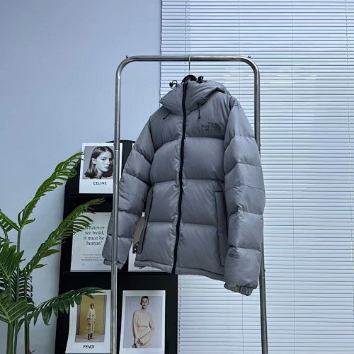 The North Face Steel Gray Hooded Quilted Puffer Jacket