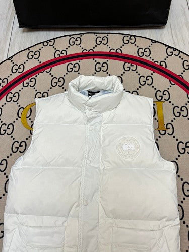 Canada Goose White Quilted Puffer Vest with Printed Lining