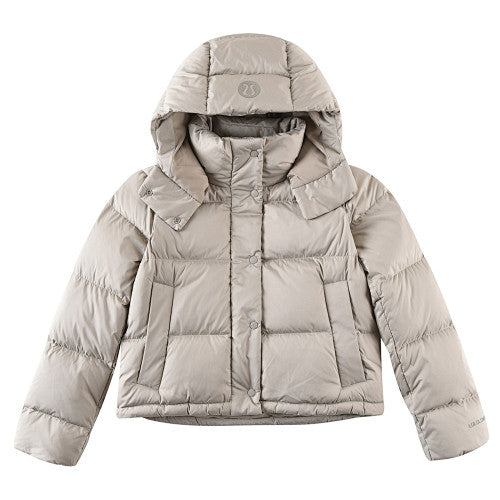 Lululemon Taupe Beige Hooded Quilted Puffer Jacket with Tonal Logo