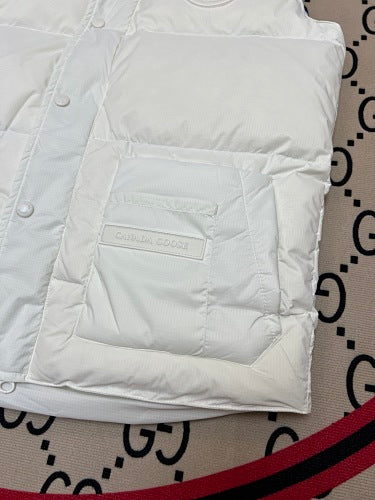 Canada Goose White Quilted Puffer Vest with Printed Lining