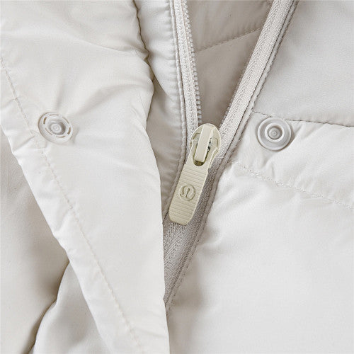 Lululemon Ivory White Hooded Quilted Puffer Jacket with Tonal Logo