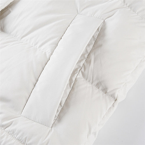 Lululemon Ivory White Hooded Quilted Puffer Jacket with Tonal Logo