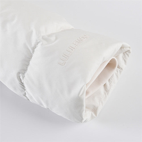 Lululemon Ivory White Hooded Quilted Puffer Jacket with Tonal Logo
