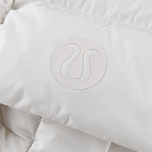 Lululemon Ivory White Hooded Quilted Puffer Jacket with Tonal Logo