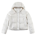 Lululemon Ivory White Hooded Quilted Puffer Jacket with Tonal Logo