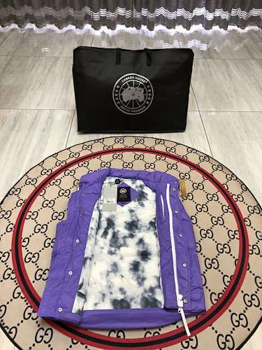 Canada Goose Purple Quilted Puffer Vest with Printed Lining