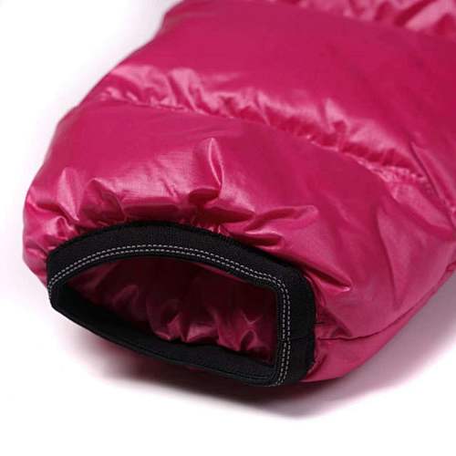 Canada Goose Fuchsia Pink Hooded Quilted Puffer Jacket with Gray Stripe Details