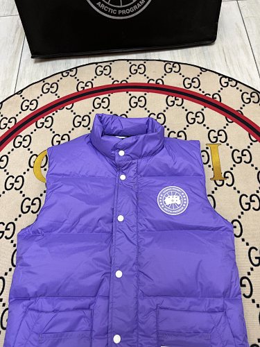 Canada Goose Purple Quilted Puffer Vest with Printed Lining