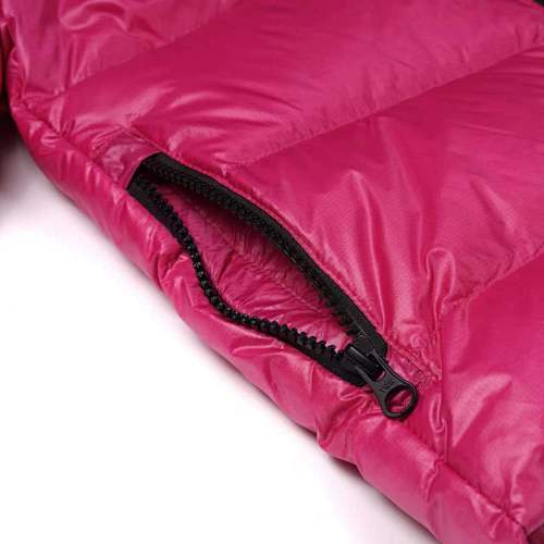 Canada Goose Fuchsia Pink Hooded Quilted Puffer Jacket with Gray Stripe Details