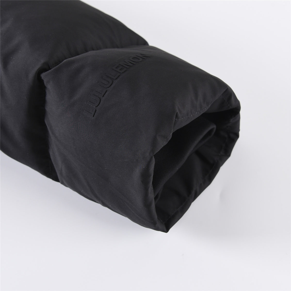 Lululemon Black Hooded Quilted Puffer Jacket with Tonal Logo